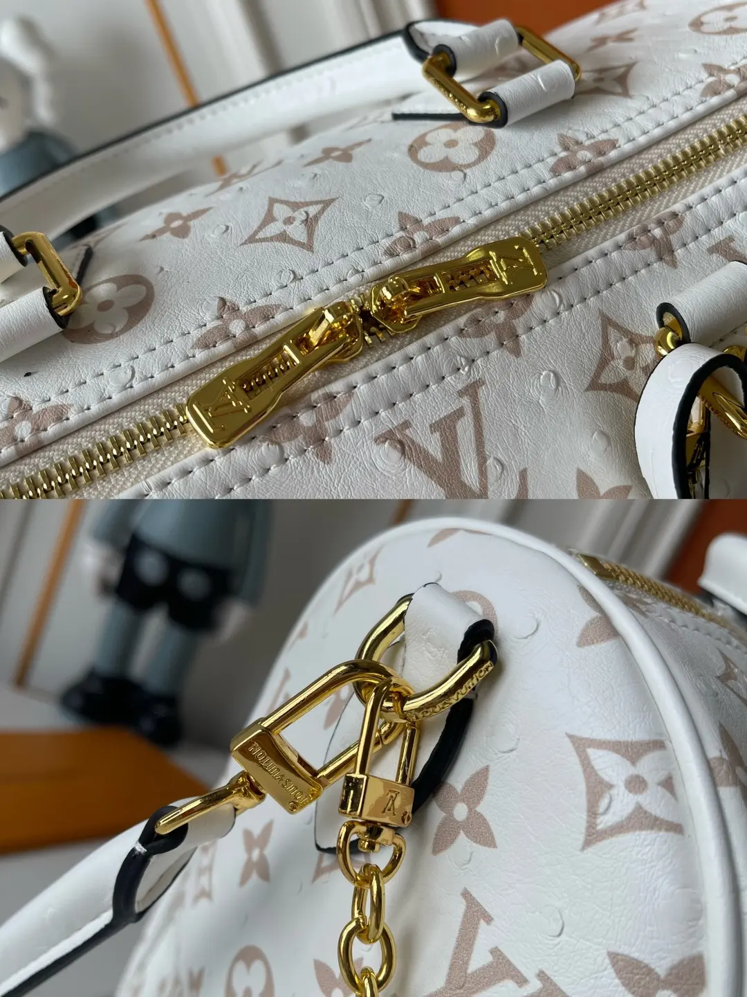升级版 批140 (鸵鸟纹) M89804 M40391 本款 Speedy Soft Bandoulière 30 手袋借 Monogram Ink 标识释放新季风尚。细腻牛皮革演绎亮泽饰面,从各个角度捕捉光影浮动。可拆卸 Toron 手柄实现多重背携,内部拉链袋道出功能考量,经典 LV 钥匙包致意路易威登历史。尺寸:30 x 21 x 17 (厘米) ((长 x 高 x 宽)